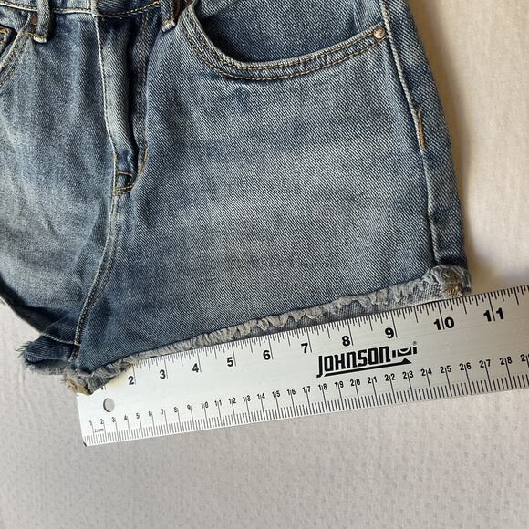Pacsun Women Shorts 23 Blue Denim High Rise Short Shorts Frayed Hem - Picture 5 of 10